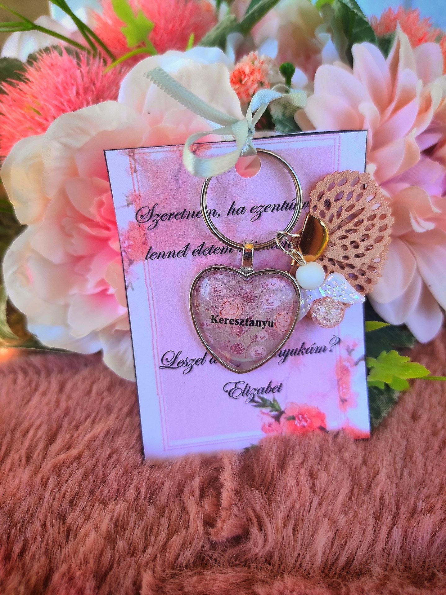 Keresztanya felkérő kulcstartó